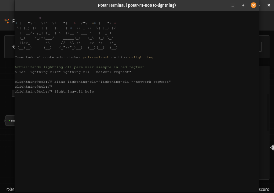 Comando lightning-cli help